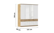 Drehtürenschrank Bremen Extra, weiß/Eiche-Nachbildung, 181 x 199 cm