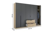 Drehtürenschrank Quadra Spin, Eiche Artisan-Nachbildung/graphit, 271 x 210 cm