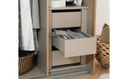 Schwebetürenschrank X-tend, Eiche artisan, Soft grey, 271 x 223 cm