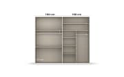 Drehtürenkleiderschrank Montclar, graphit matt, 200 x 223 cm, inkl. 2 Spiegeltüren und 3 Schubkästen