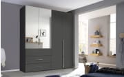 Drehtürenkleiderschrank Montclar, graphit matt, 200 x 223 cm, inkl. 2 Spiegeltüren und 3 Schubkästen