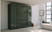 Drehtürenschrank Skat, graphit/Farbglas basalt, 201 x 223 cm