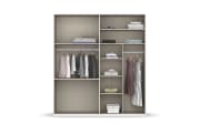 Drehtürenkleiderschrank Montclar, Hochglanz weiß, 200 x 223 cm, inkl. 2 Spiegeltüren und 3 Schubkästen