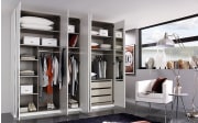 Drehtürenkleiderschrank Montclar, Hochglanz weiß, 250 x 223 cm, inkl. umfangreicher Zusatzausstattung
