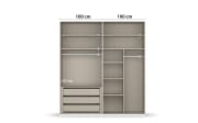 Drehtürenkleiderschrank Montclar, graphit matt, 200 x 223 cm, inkl. umfangreicher Zusatzausstattung