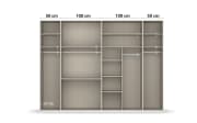 Drehtürenkleiderschrank Montclar, graphit matt, 300 x 223 cm, inkl. 2 Spiegeltüren und 3 Schubkästen