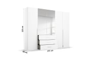Drehtürenkleiderschrank Montclar, alpinweiß matt, 250 x 223 cm, inkl. 2 Spiegeltüren und 3 Schubkästen