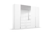 Drehtürenkleiderschrank Montclar, alpinweiß matt, 250 x 223 cm, inkl. 2 Spiegeltüren und 3 Schubkästen
