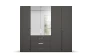 Drehtürenkleiderschrank Montclar, graphit matt, 250 x 223 cm,  inkl. 2 Spiegeltüren und 3 Schubkästen