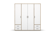 Drehtürenschrank Voyager, weiß, 187 x 194 cm, inkl. 4 Schubkästen