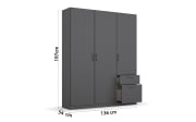 Drehtürenschrank 32Q2 Allrounder, grau, 136 x 197 cm