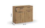 Kommode 639H Allrounder, Eiche Artisan Nachbildung, 93 x 81 cm 