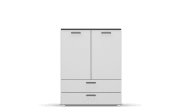 Drehtürenschrank, grau metallic/alpinweiß, 2-türig, 2 breite Schubkästen