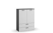 Drehtürenschrank, grau metallic/alpinweiß, 2-türig, 2 breite Schubkästen