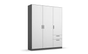 Drehtürenschrank Allrounder, grau metallic/alpinweiß, 3-türig, 2 Schubkästen