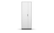 Drehtürenschrank Allrounder, grau metallic/alpinweiß, linke Tür breit, rechte Tür schmal
