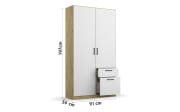 Drehtürenschrank Allrounder, Eiche Artisan Nachbildung/alpinweiß, 2-türig, 2 Schubkästen