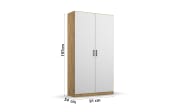 Drehtürenschrank Allrounder, Eiche Artisan Nachbildung/alpinweiß, 2-türig, 1 Kleiderstange, 1 Boden