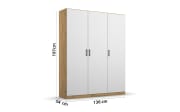 Drehtürenschrank Allrounder, Eiche Artisan Nachbildung/alpinweiß, 3-türig, 2 Kleiderstangen, 2 Böden