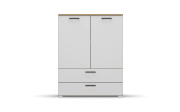 Drehtürenschrank, Eiche Artisan Nachbildung/alpinweiß, 2-türig, 2 breite Schubkästen