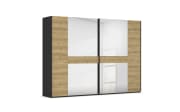 Schwebetürenschrank Ventura, Asteiche Nachbildung/schwarz, 301 x 223 cm