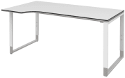 Schreibtisch Objekt Plus, weiß matt, links, Füße weiß/alu