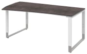 Schreibtisch Objekt Plus, weiß/quarzitfarbig, Füße weiß/alu, links, ca. 200 cm