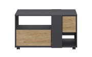 Medienelement qunit, anthrazit/Eiche-Nachbildung, inkl. Rollen