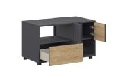 Medienelement qunit, anthrazit/Eiche-Nachbildung, inkl. Rollen