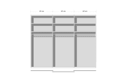 Schwebetürenschrank Studioline, Alpinweißglas, 298 x 222 cm