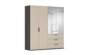 Drehtürenschrank Kosi Plus, champagner/graphit, 201 x 223 cm