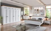 Schlafzimmer Basella, weiß, 160 x 200 cm, Sprossen oben, Schrank 300  x 230 cm