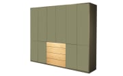 Drehtürenkleiderschrank Silea-S, hellgrün/Asteiche, 273,2 x 234,9 cm, inkl. Push-to-Open Funktion
