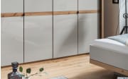 Schlafzimmer Barcelona, champagner/Bianco Eiche, 200 x 200 cm, Schrank 300 x 216 cm