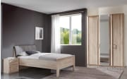Seniorenzimmer Meran, Eiche sägegrau-Nachbildung, 100 x 200 cm, Schrank 150 x 216 cm