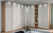 Drehtürenschrank Clivo, Eiche Bianco Nachbildung/Glas champagner