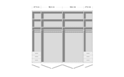 Drehtürenschrank Clivo, Glas weiß/Eiche Bianco Nachbildung, 300 x 220 cm
