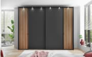 Dreh-/Schwebetürenschrank Clivo 3000, graphit/Bianco-Eiche-Nachbildung, 300 x 216 cm