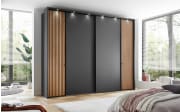 Dreh-/Schwebetürenschrank Clivo 3000, graphit/Bianco-Eiche-Nachbildung, 300 x 216 cm