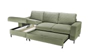 Wohnlandschaft Uschi, olivegrün, Ottomane links, inkl. Bettfunktion