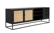 Sideboard Guuji, schwarz, Rattan, 156 cm 