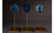 Kerzenhalter Gem aus Eisen mit Achat-Stein in blau 