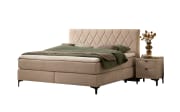 Boxspringbett Barell, perlgold, 180 x 200 cm, Härtegrad 3 und 4, inkl. Premium Topper