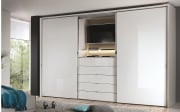 Schwebetürenschrank Visio, weiß, 298 x 240 cm, inkl. TV-Fach