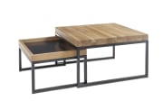 Couchtisch-Set Lubao, Asteiche massiv/schwarz
