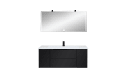 Badkombination Leonardo 124, schwarz, inkl. LED-Beleuchtung