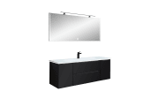 Badkombination Leonardo 124, schwarz, inkl. LED-Beleuchtung