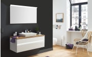 Badeinrichtung Unique, polarweiß Hochglanz/Hunton Eiche Nachbildung