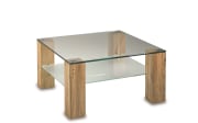 Couchtisch 7260HK-080-45B, Asteiche massiv, Klarglas