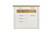 Highboard Trato, weiß/Astfichte massiv, inkl. LED-Beleuchtung